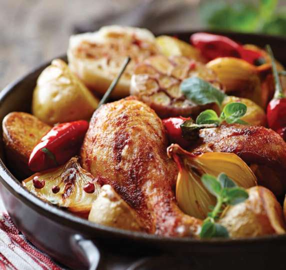 Roasted Chicken on a Bed of Vegetables