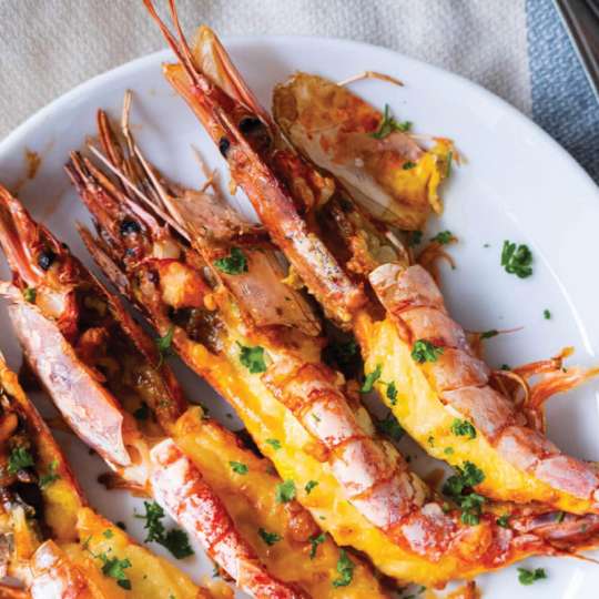 Grilled Prawns with Stuffed Chutney