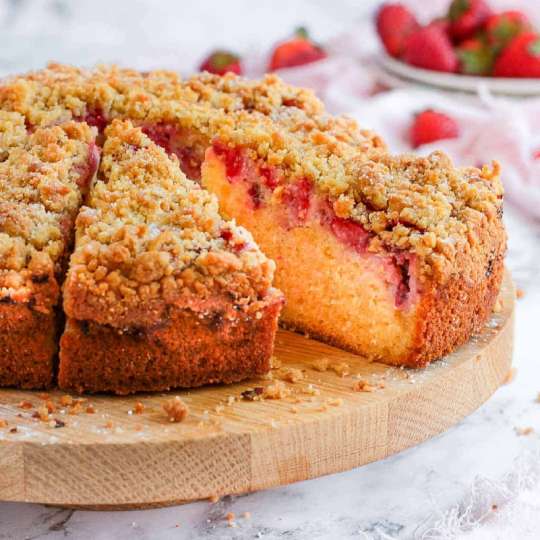 Strawberry Cherry Crumb Cake