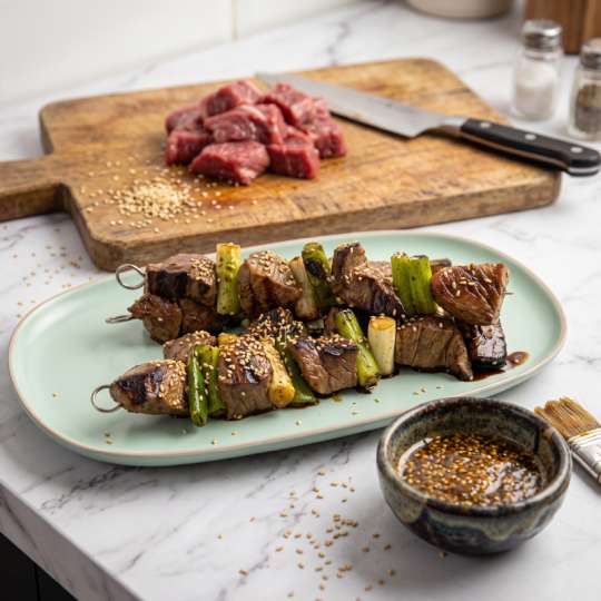 Honey Soy Striploin Beef Skewers